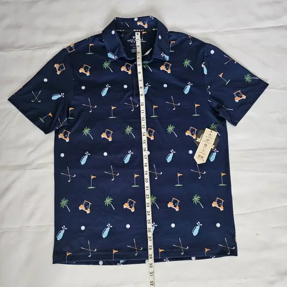 Rorie Whelan Men's Navy Blue Three Button Placket Polo Golf Shirt Size Large NWT - Picture 9 of 9